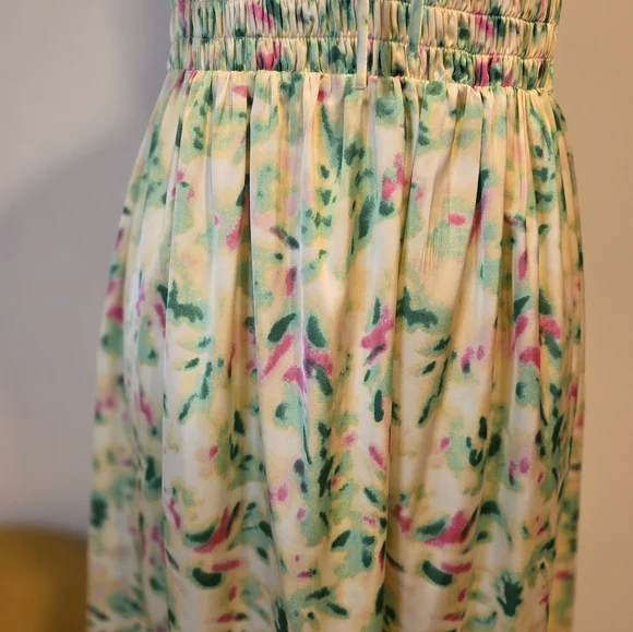 Astr Green/Yellow and Pink Floral Maxi Dress,Sapaguetri Straps, Size M. - Picture 8 of 14